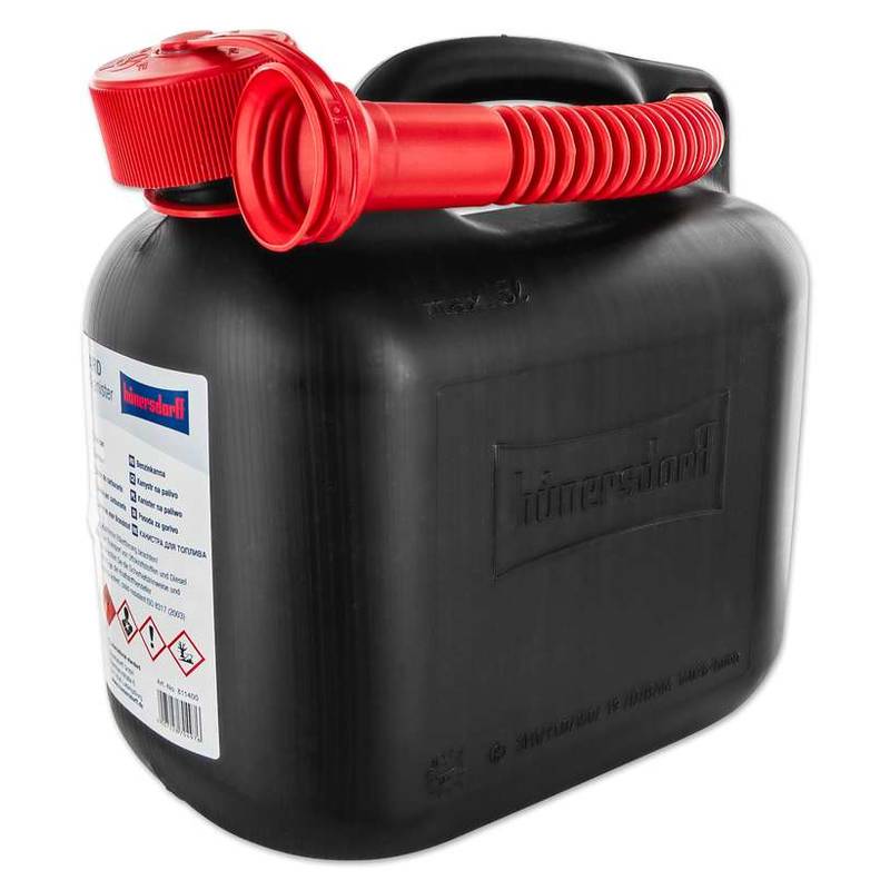 Benzinkanister inkl. flexiblem Auslaufrohr (5 Liter) schwarz/rot – PP  passion parts AG